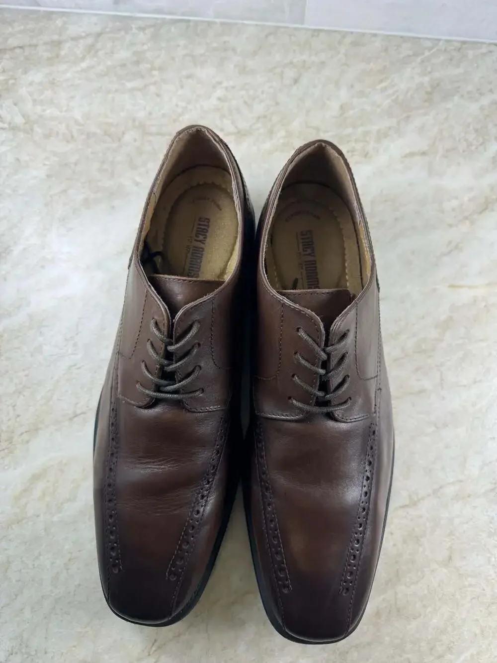 Stacy Adams Mens Brown Leather Oxford Dress Shoes Brogue 11.5 M 20177